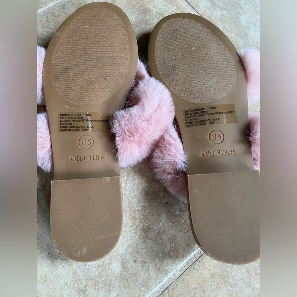 Pink Fluffy Sandals - Picture 2 of 4